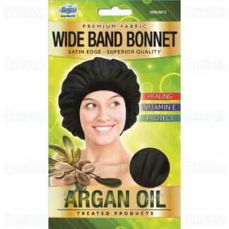 Dream World Argan Oil Satin Wide Band Bonnet Cap[XL] DRE5073 Black