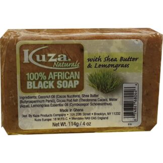 Kuza 100% African Black Soap with Shea Butter and Lemongrass 114 gr