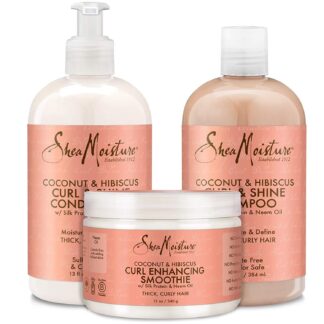 Shea Moisture Coconut & Hibiscus Curl TRIO: Bevat Curl & Shine Shampoo, Curl & Shine CONDITIONER, Curl Enhancing Smoothie van Shea Moisture